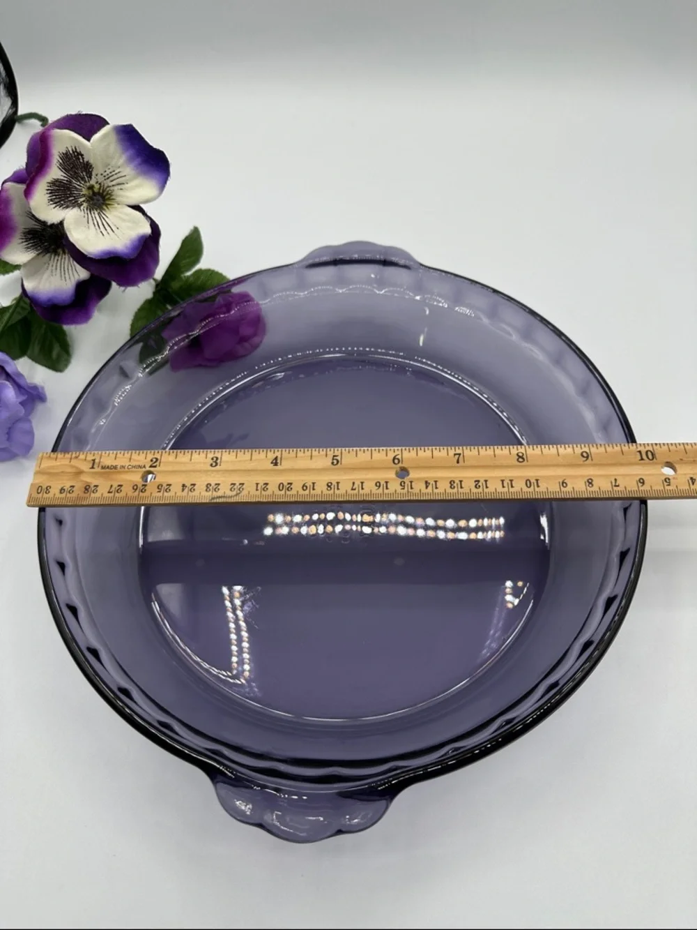 Pyrex Fluted Amethyst Glass Pie Plate. 9.5”” #229.
